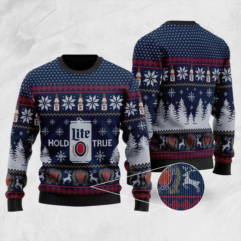 Miller Lite Ugly Sweater Hold Lite True Christmas Gift For Beer Drinkers
