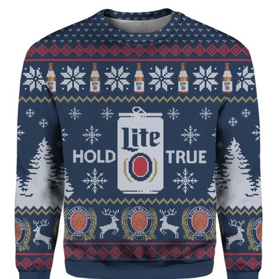 Miller Lite Ugly Sweater Hold Lite True For Christmas Lovers