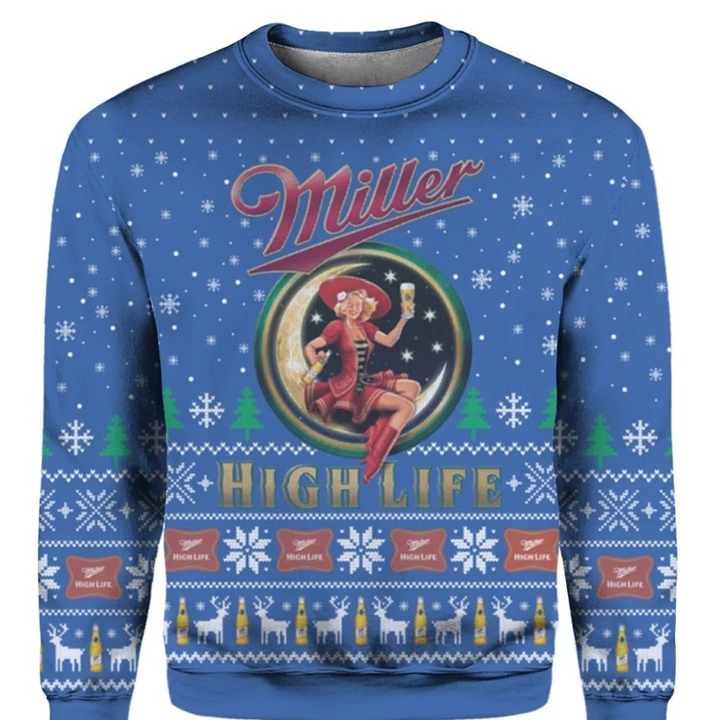 Miller High Life Christmas Sweater Lady In The Moon Christmas Gift