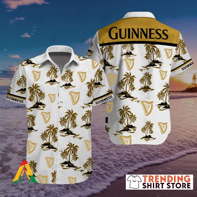 Guinness Hawaiian Shirt Tropical Palm Trees Islands