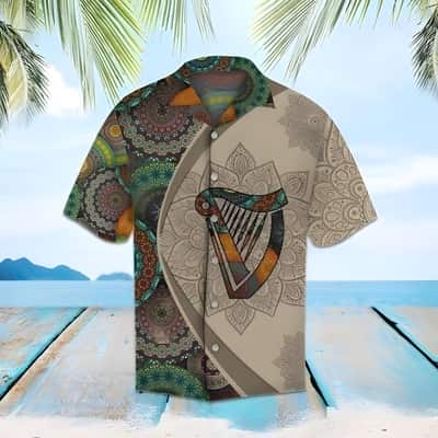 Vintage Guinness Hawaiian Shirt Multiple Colored Mandala Pattern