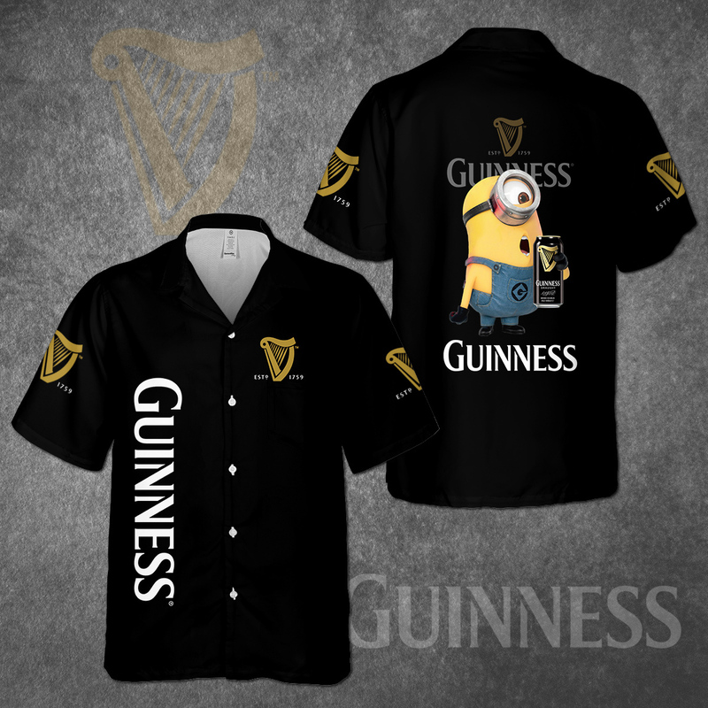 Funny Minion Loves Guinness Hawaiian Shirt Gift For Beer Drinkers