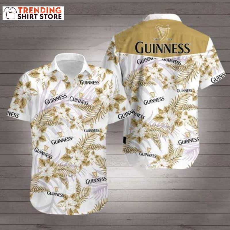 Guinness Hawaiian Shirt Basic Yellow Tropical Flora Guinness Hawaiian Shirt Basic Yellow Tropical Flora