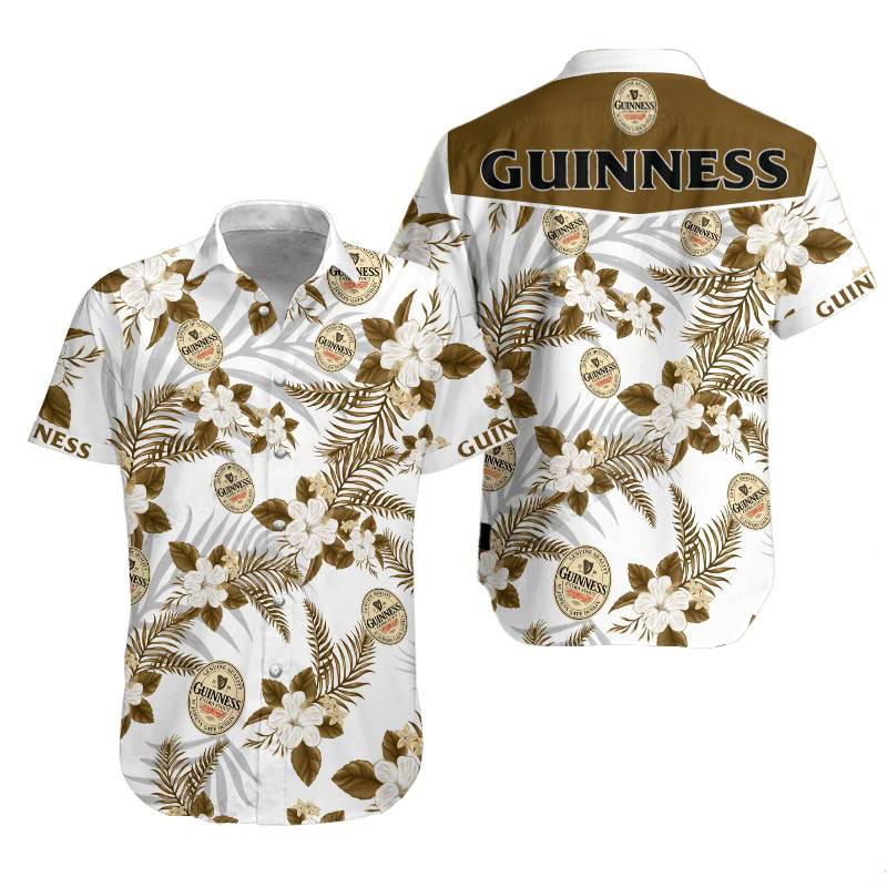 Guinness Hawaiian Shirt Tropical Plants Pattern Guinness Hawaiian Shirt Tropical Plants Pattern