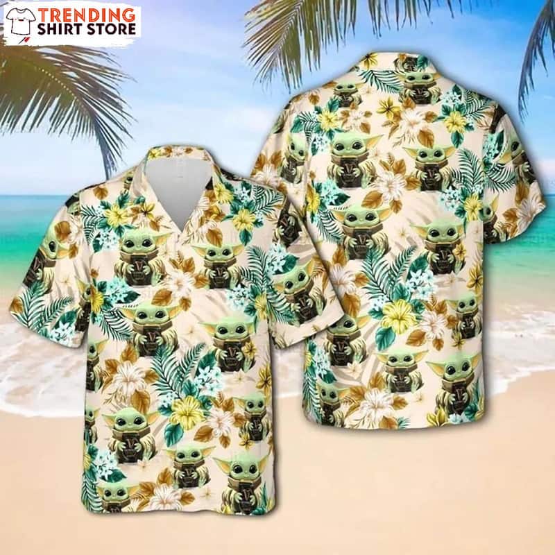 Star Wars Baby Yoda Loves Floral Guinness Hawaiian Shirt Star Wars Baby Yoda Loves Floral Guinness Hawaiian Shirt