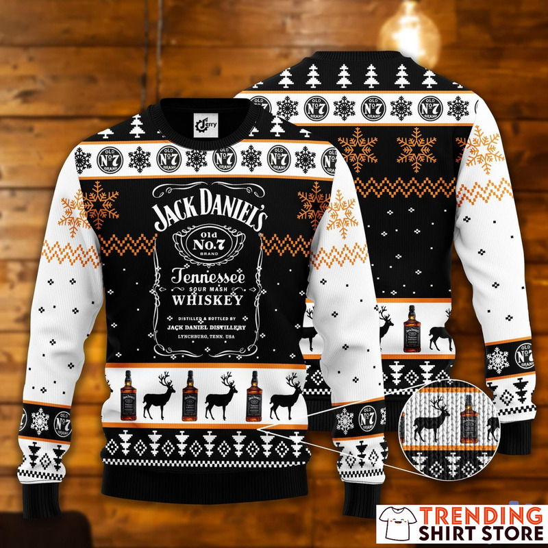 Jack Daniels Ugly Christmas Sweater Jennessee Sour Mash Whiskey