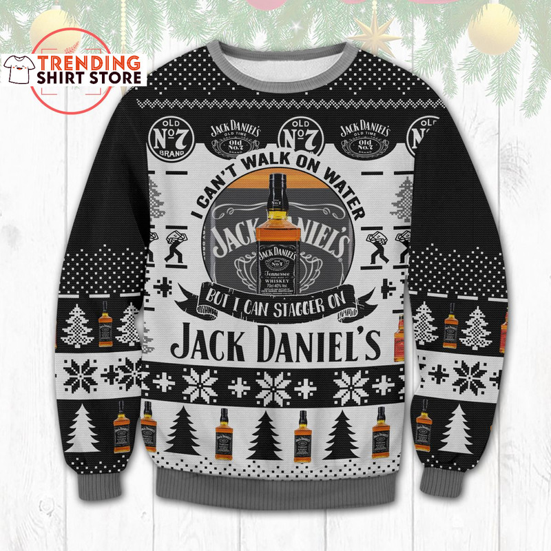 I Can't Walk On Water But I Can Stagger On Jack Daniels Ugly Christmas Sweater