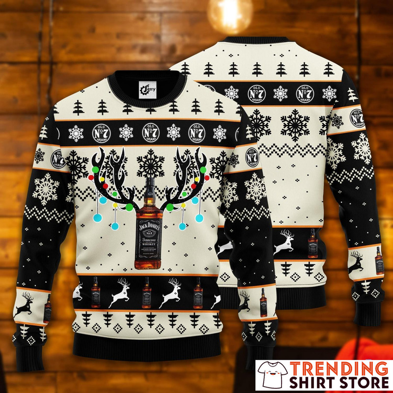 Funny Reindeer Jack Daniels Ugly Christmas Sweater