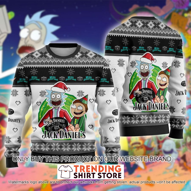Jack Daniels Ugly Christmas Sweater Rick And Morty For Whiskey Drinkers