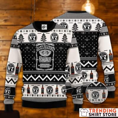 Jack Daniels Ugly Christmas Sweater Classic Black And White For Wine Lovers