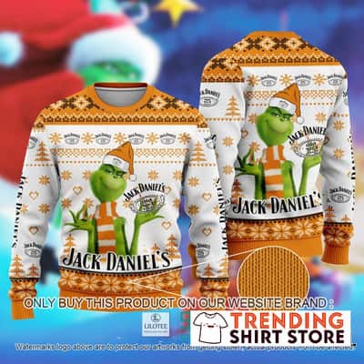 Funny Warm Grinch In Jack Daniels Ugly Christmas Sweater