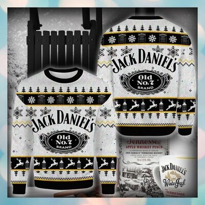 Jack Daniels Ugly Christmas Sweater Old No 7 Brand Gift For Wine Drinkers
