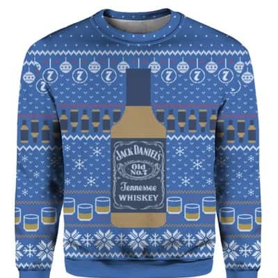 Blue Jack Daniels Tennessee Whiskey Ugly Christmas Sweater For Wine Lovers