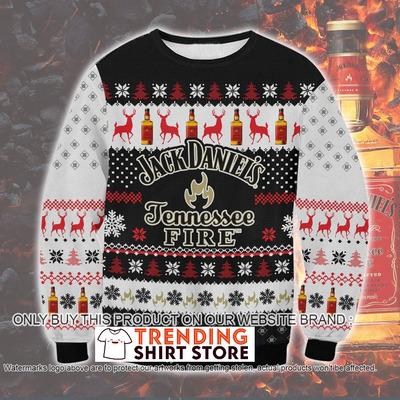 Jack Daniels Ugly Christmas Sweater Tennessee Fire For Whiskey Lovers