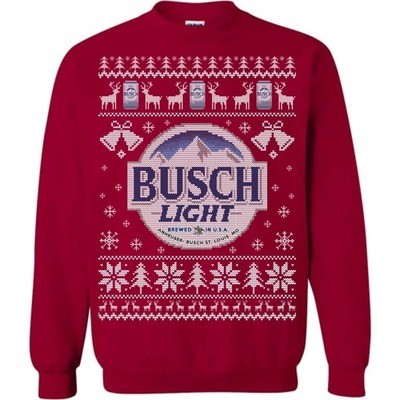 Red Busch Light Ugly Christmas Sweater