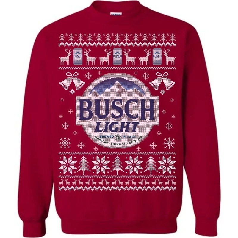 Red Busch Light Ugly Christmas Sweater