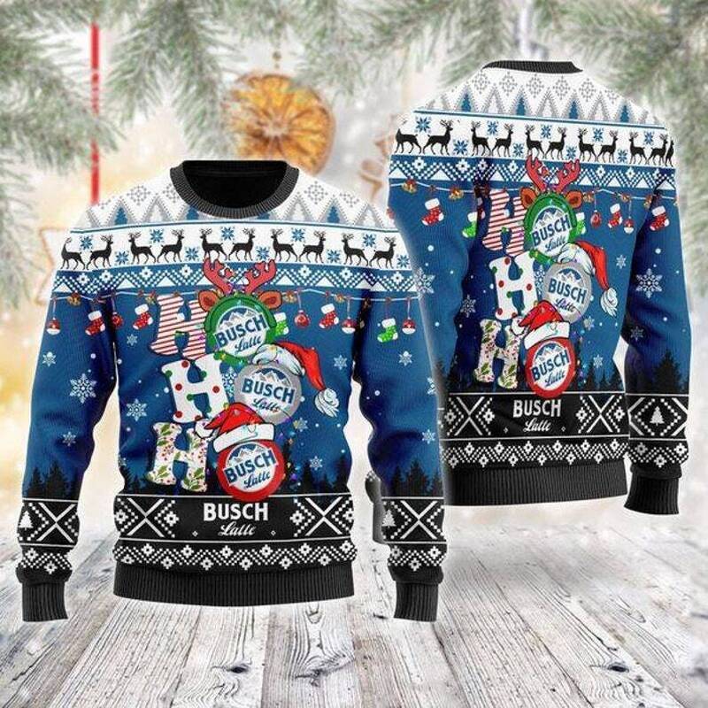 Busch Latte Christmas Sweater Ho Ho Ho For Beer Drinkers