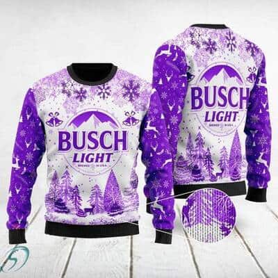 Busch Light Ugly Christmas Sweater Cool Purple Snow Gift For Beer Drinkers