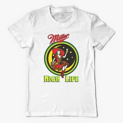 Miller High Life T-Shirt Red Girl In The Moon