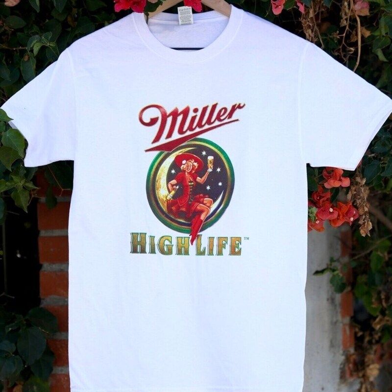 Vintage Red Girl In The Moon Miller High Life T-Shirt