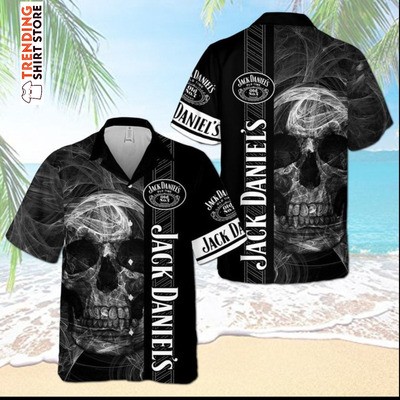 Jack Daniels Hawaiian Shirt Horror Smoky Skull