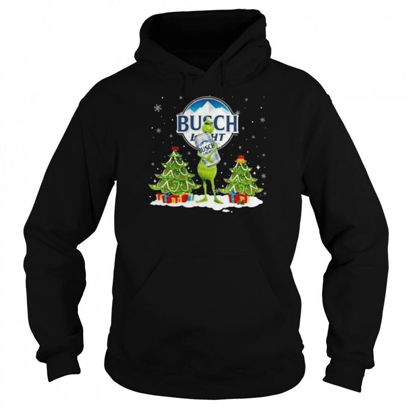 Christmas Night With Funny Grinch Loves Busch Light Hoodie