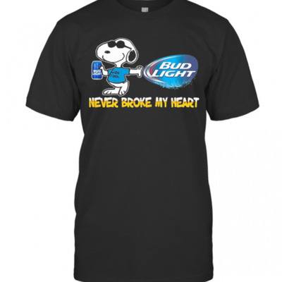 Cool Snoopy Bud Light Beer T-Shirt Never Broke My Heart