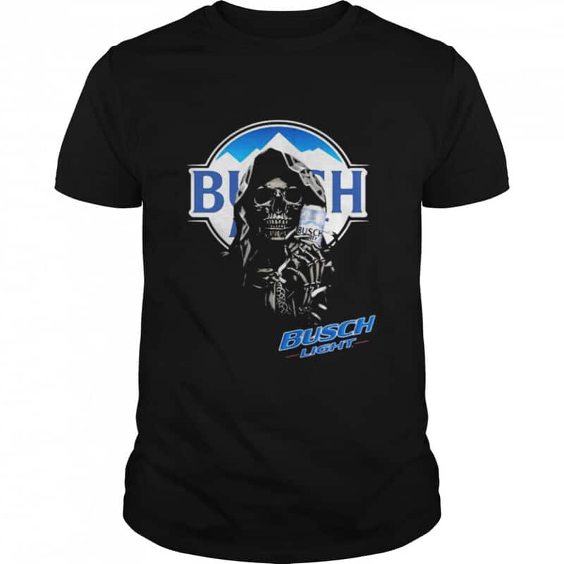 Horror Skull Holding Busch Light T-Shirt