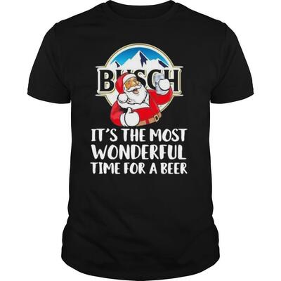 Busch Light T-Shirt Santa Claus It's The Most Wonderful Time For A Beer