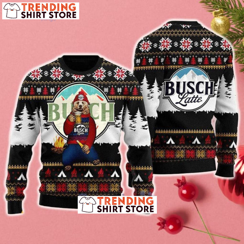 Vintage Bear Loves Busch Latte Christmas Sweater