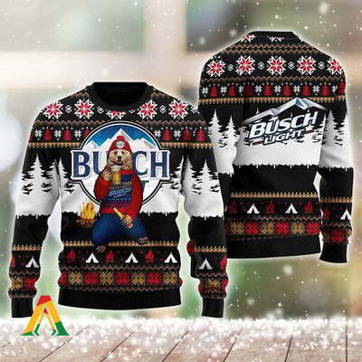 Vintage Bear Loves Busch Light Ugly Christmas Sweater