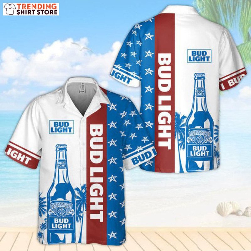 Bud Light Hawaiian Shirt Stars And Beer Can Gift For Beer Drinkers