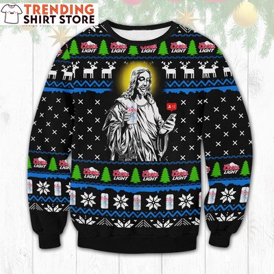Jesus With Coors Light Ugly Christmas Sweater