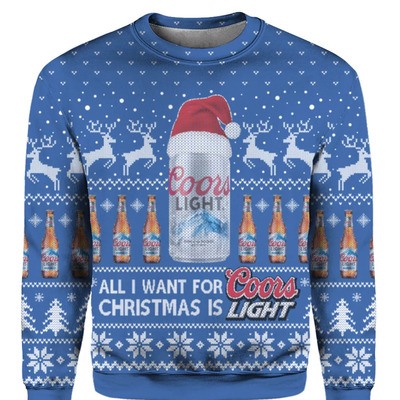 Royal All I Want For Christmas Is Coors Light Ugly Christmas Sweater