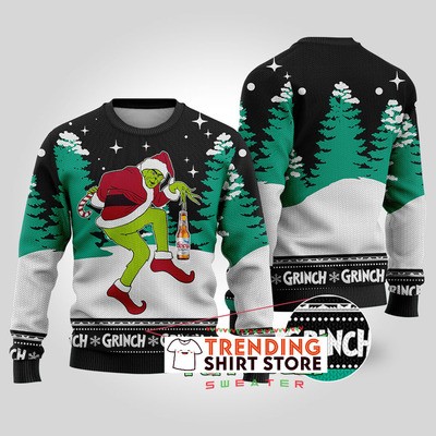 Black Funny Grinch Stealing Coors Light Ugly Christmas Sweater
