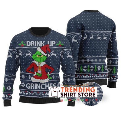 Funny Grinch Loves Coors Light Beer Navy Ugly Christmas Sweater