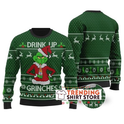 Funny Grinch Loves Coors Light Beer Forest Green Ugly Christmas Sweater