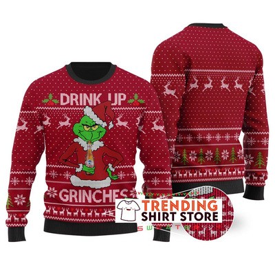 Cardinal Red Drink Up Grinches Coors Light Ugly Christmas Sweater