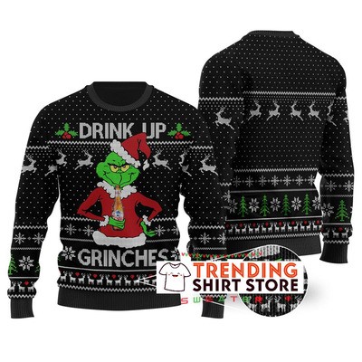 Coors Light Ugly Christmas Sweater Black Funny Drink Up Grinches