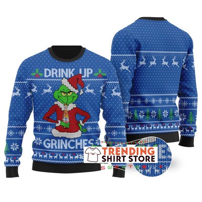 Coors Light Ugly Christmas Sweater Blue Funny Drink Up Grinches