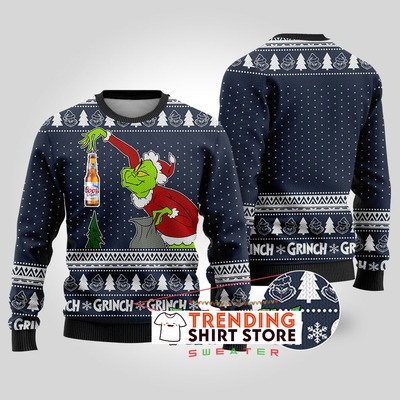 Funny Black Grinch Stealing Coors Light Ugly Christmas Sweater
