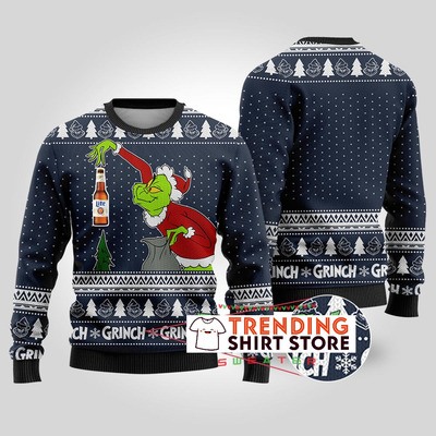 Navy Funny Grinch Miller Lite Ugly Sweater