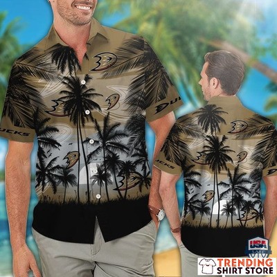 Anaheim Ducks Hawaiian Shirt Palm Tree Hockey Fan Gift