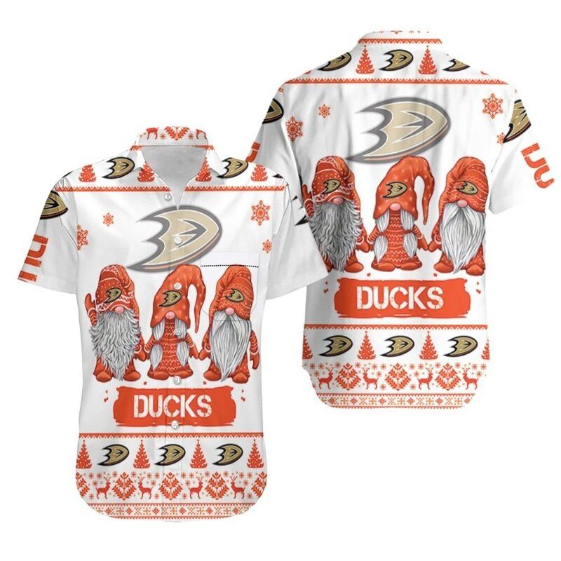Gnomes Anaheim Ducks Hawaiian Shirt Christmas Gift For Hockey Lovers