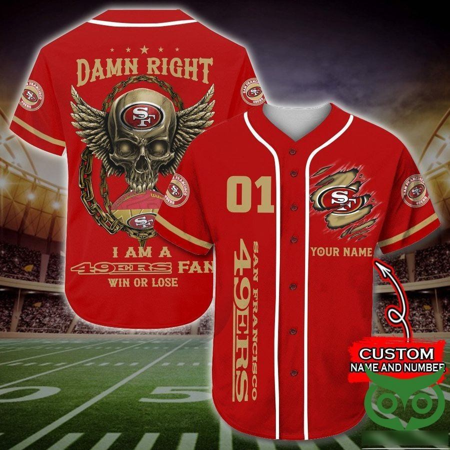 Wing Skull Personalized 49ers Jersey I Am A 49ers Fans Customize Baseball Jersey