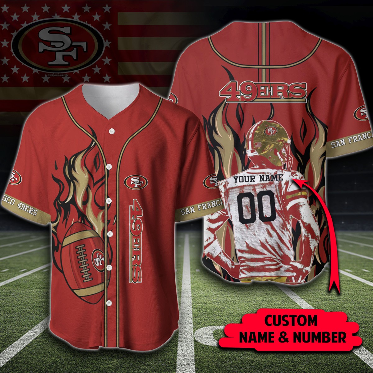 Personalized 49ers Jersey Customize Name & Number Baseball Jersey