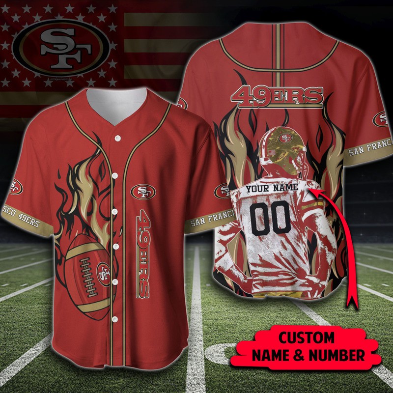 Burning FL San Francisco 49ers Personalized Jersey Custom Name & Number Baseball Jersey
