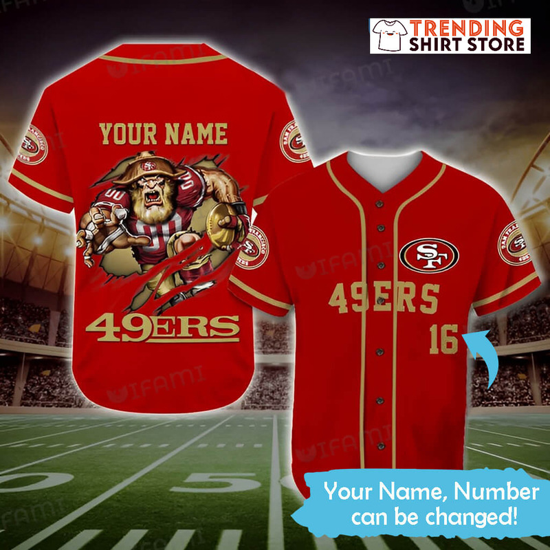 Mascot Scratches 49ers Personalized Jersey Custom Name And Number Baseball Jersey