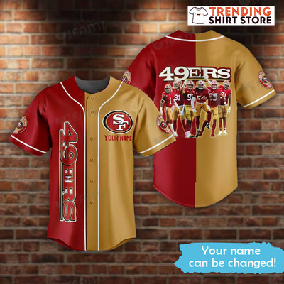 SF 49ers Team Team Custom Name San Francisco 49ers Personalized Jersey Baseball Jersey