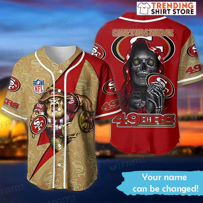 Mascot And The Death Personalized 49ers Jersey San Francisco Custom Name Baseball Jersey